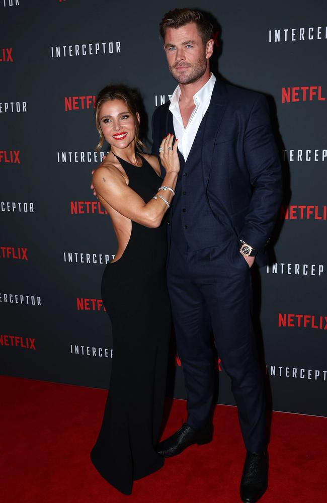 Hemsworth and wife Elsa Pataky at the recent premiere of her film Interception.