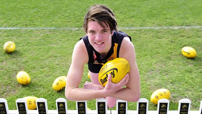 8/08/2015 Glenelg footballer Bailey Williams racked up a staggering 56 disposals during an under-18 game a fortnight ago and has emerged as an AFL draft prospect. Pic Mark Brake