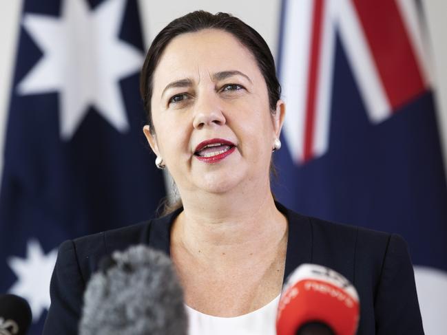 Premier Annastacia Palaszczuk addresses media at a press conference at 1 William St, Brisbane City, Brisbane, 29th of January 2021. (News Corp/Attila Csaszar)