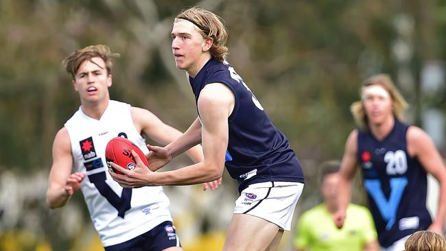 Will Sutherland playing for Vic Metro in the Vic Metro v Vic Metro match of the U18 AFL Championships at Punt Road Oval. Picture: Stephen Harman