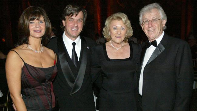 Peter Lowy with wife Janine and parents Shirley and Frank Lowy in 2002.