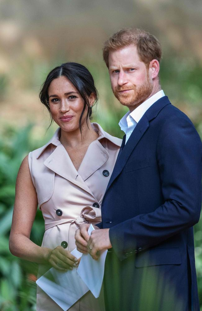 Meghan and Prince Harry pictured during their tour of Africa. Picture: AP