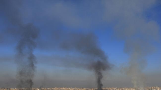 Smoke billows during Israeli airstrikes on Beirut's southern suburbs early on September 28, 2024. Picture: AFP