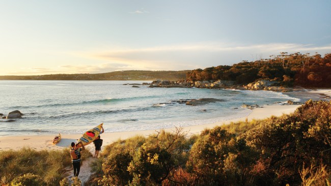 Camping is free in Tasmania's Bay of Fires Conservation Area. Picture: Tourism Tasmania