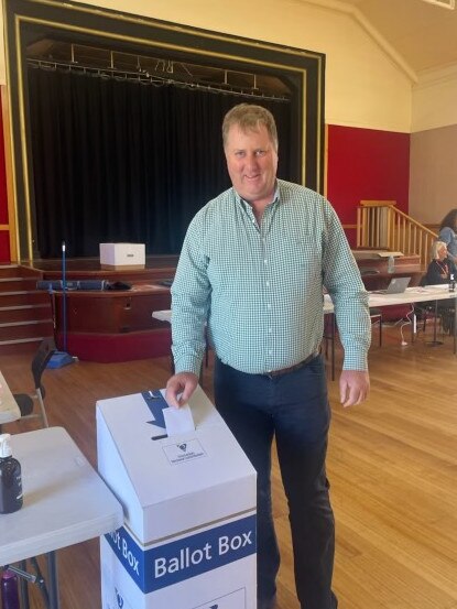 John Tucker casts his vote. Tasmania state election 2024. Picture: supplied