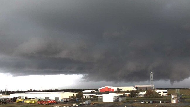 The storm approaching Brisbane Airport on Friday. Picture: Twitter @Bom