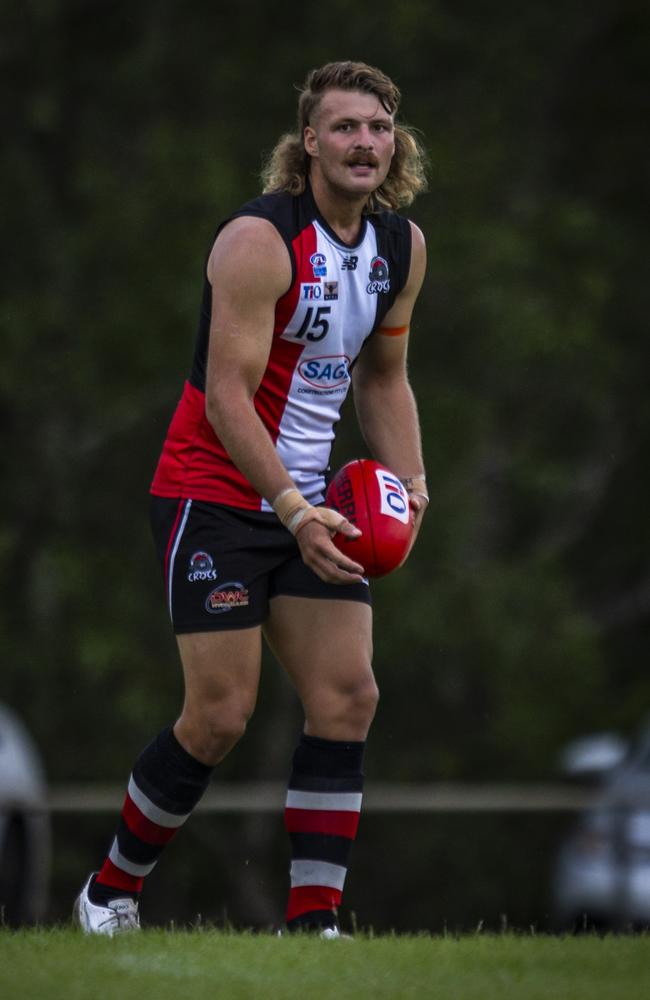 Wyatt Ryan playing for Southern Districts in the 2024-25 NTFL season. Picture: Patch Clapp / AFLNT Media