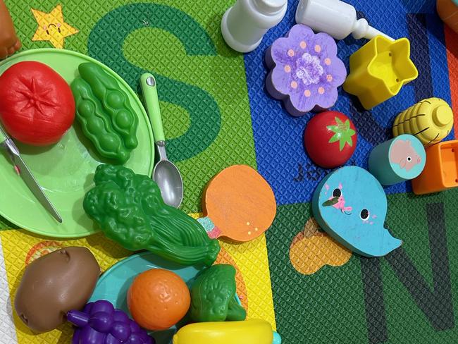 I took this photo of toys on my child’s play mat.