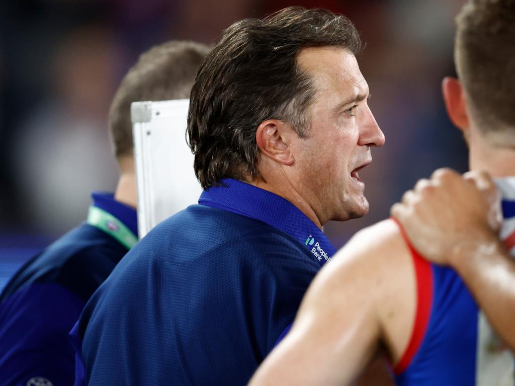 Bulldogs fans are becoming frustrated with Luke Beveridge. Picture: Sarah Reed/AFL Photos via Getty Images.