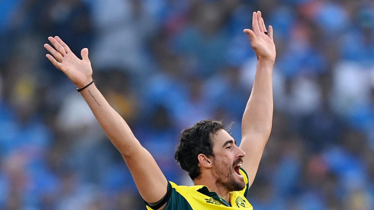 Mitch Starc celebrates. (Photo by Gareth Copley/Getty Images)