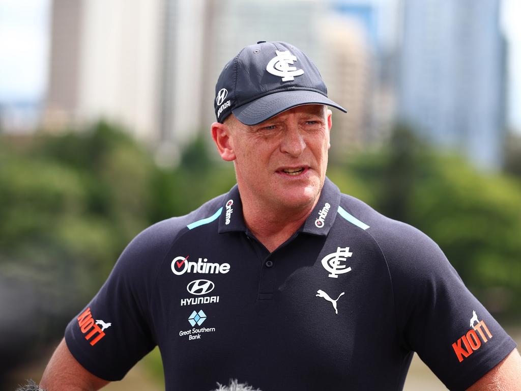 Michael Voss and his Carlton team have returned to Brisbane for the AFL’s ‘Opening Round’. Picture: Chris Hyde/Getty Images