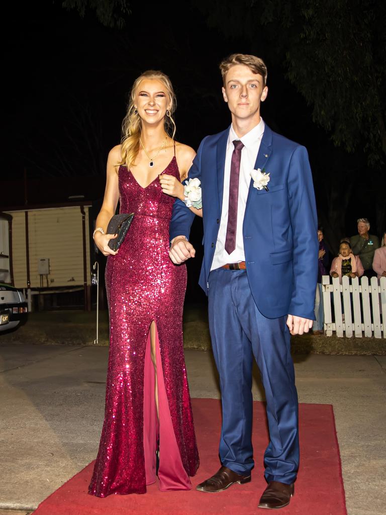 Holly Naughten and Max Peters arriving at the 2021 Scots PGC College Cardinal. Photo Jedd Johnstone / The J’taime