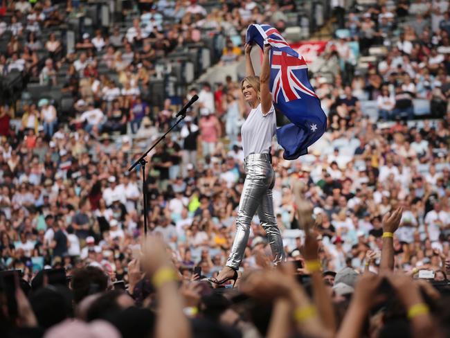 Delta Goodrem pictured at ANZ Stadium in Homebush for the Fire Fight Australia concert raising money for bushfire relief.Picture: Richard Dobson