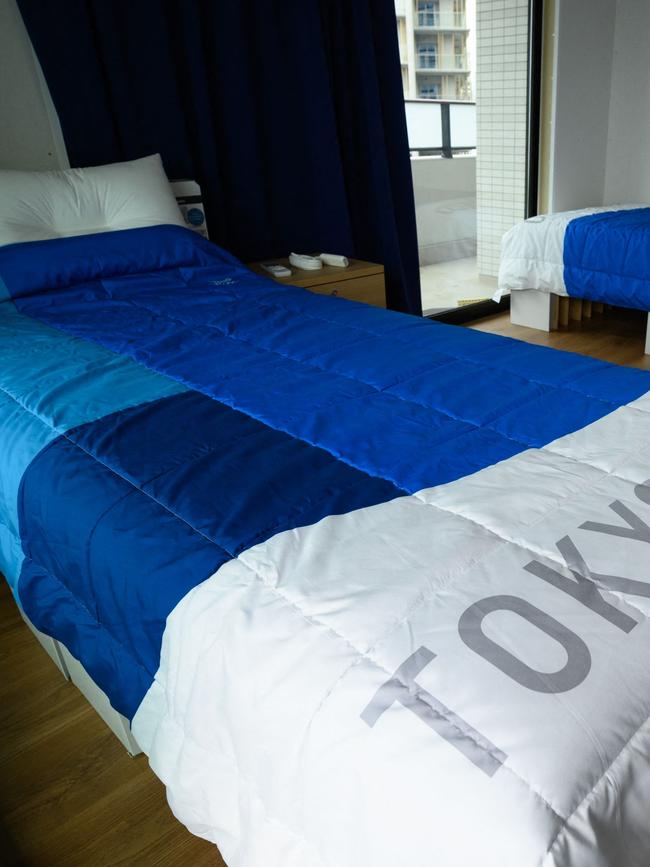 Recyclable cardboard beds and mattresses for athletes during the Tokyo Olympics.