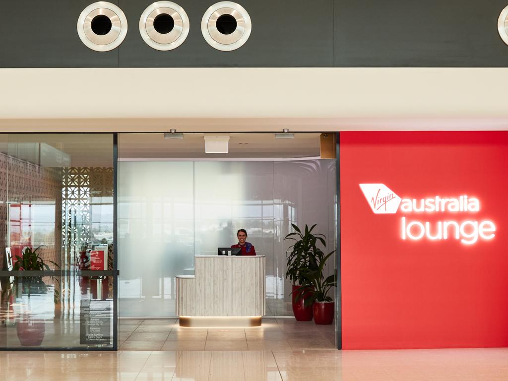 The new entrance to the upgraded Lounge at Adelaide Airport. Picture: Supplied / Virgin Australia