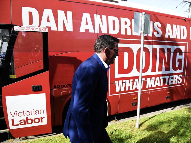 Numbers are dwindling on Andrews election bus. Picture: Andrew Henshaw