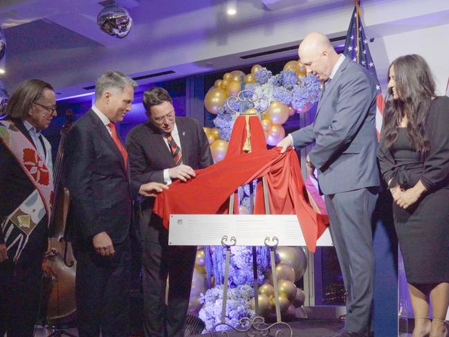 David Collard with Richard Marles and Peter Dutton at Scale’s New York office opening in December 2022. Picture: Supplied