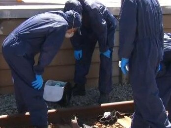 Police at  Queens Park Station in Perth where a  70-year-old man has been allegedly bashed to death. Frame Grab from Nine news