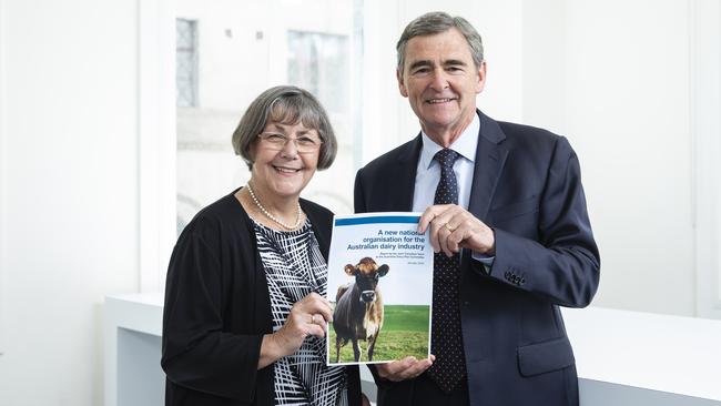 Australian Dairy Plan chair John Brumby and Joint Transition Team chair Shirley Harlock.