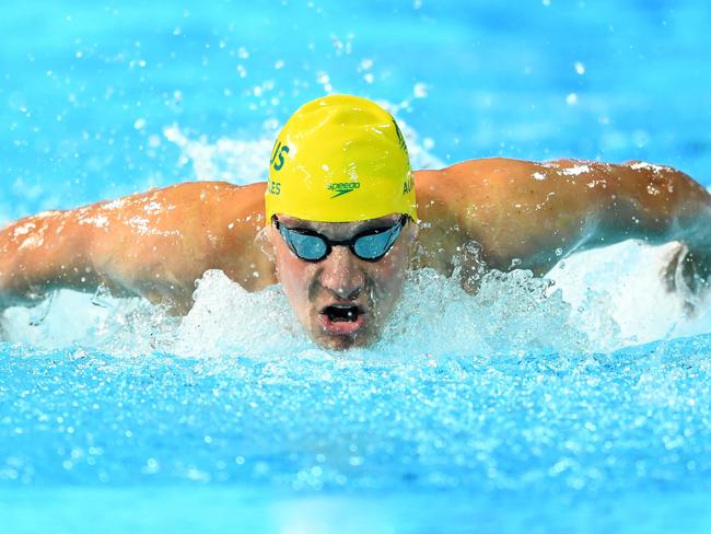 GOLD COAST, AUSTRALIA - APRIL 08:  Jesse Aungles of Australia competes during the Men's SM8 200m Individual Medley Final on day four of the Gold Coast 2018 Commonwealth Games at Optus Aquatic Centre on April 8, 2018 on the Gold Coast, Australia.  (Photo by Quinn Rooney/Getty Images)