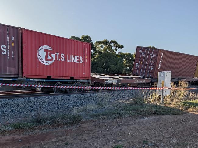 Train derailed at Two Wells on Wednesday evening: Picture: Jennifer Edwards