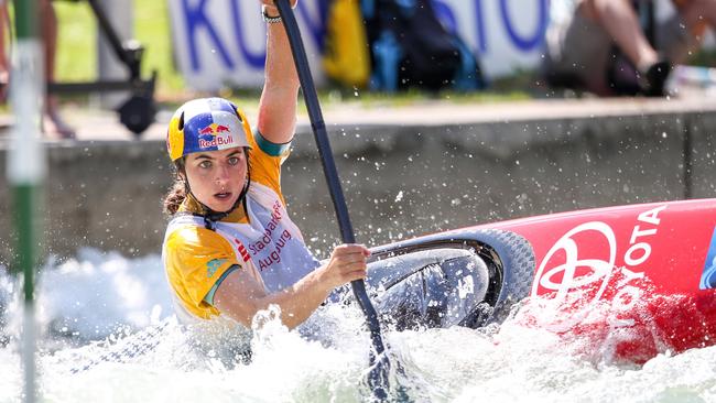 Australian Jessica Fox competing in the K1 final at a world cup last year.