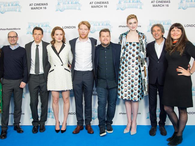 Nalbandian with the stars of Peter Rabbit at its red carpet launch in 2018. Picture: Supplied