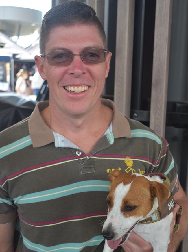 Ipswich 2023 Dog Day at Nicholas Street Precinct pictured is Cameron Greensill with dog Milo