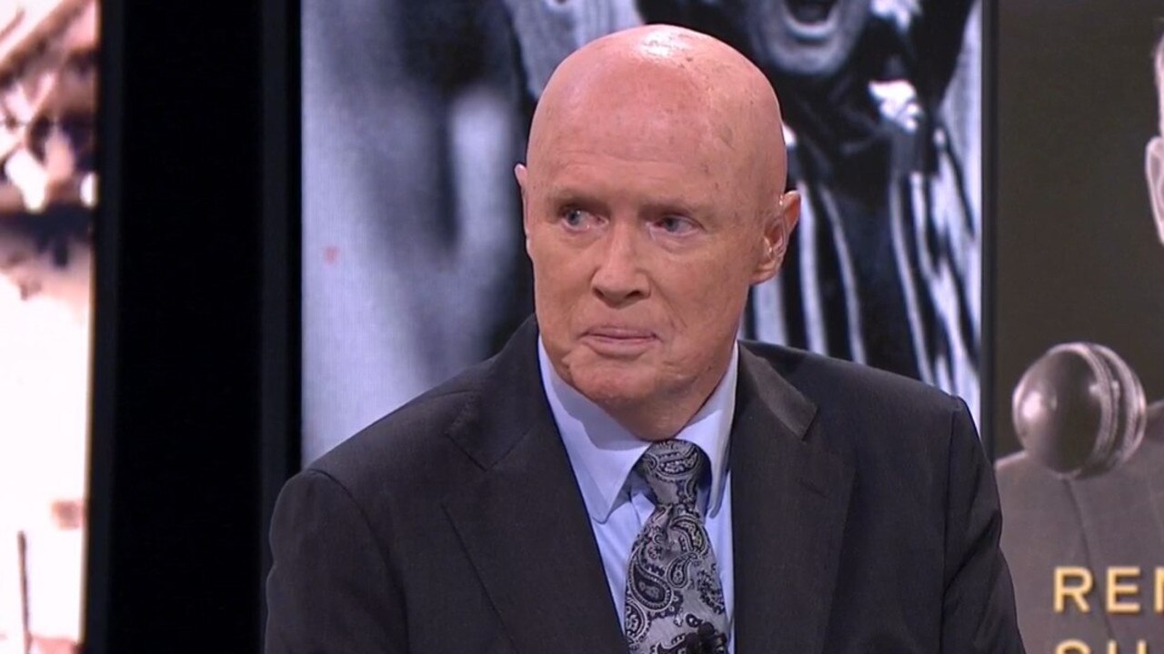 Kerry O'Keeffe struggled to get through his initial comments. Photo: Fox Sports