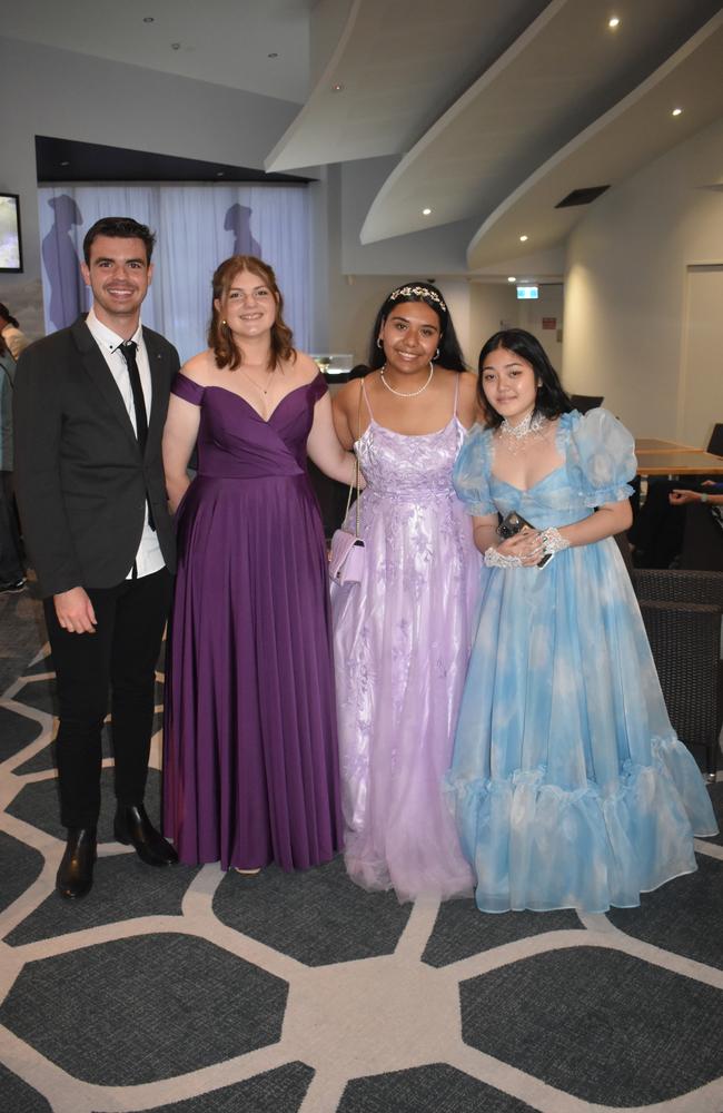 Logan Arnold, Bonnie Stoddart, Chrissy Evalu and Ainikin Hecita at the 2022 Nambour State College formal. Picture: Eddie Franklin