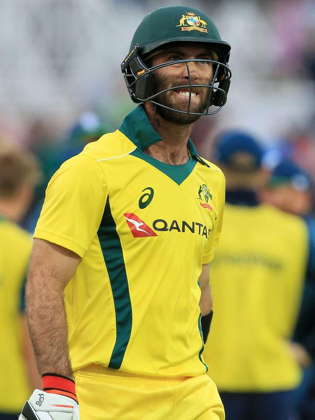 Glenn Maxwell could only manage 19 as England exploded with the bat. Pic: AFP