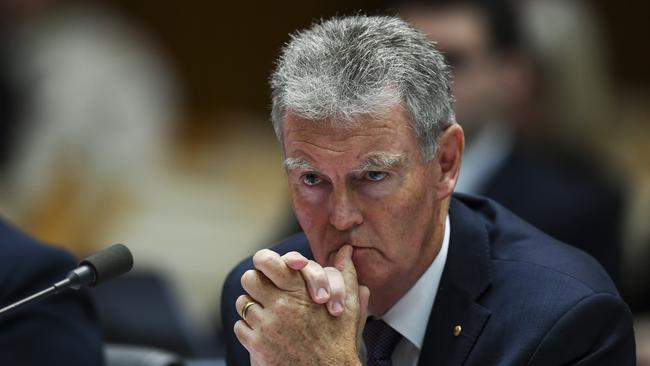 ASIO Director-General Duncan Lewis speaks during Senate Estimates at Parliament House in Canberra yesterday. Picture: AAP