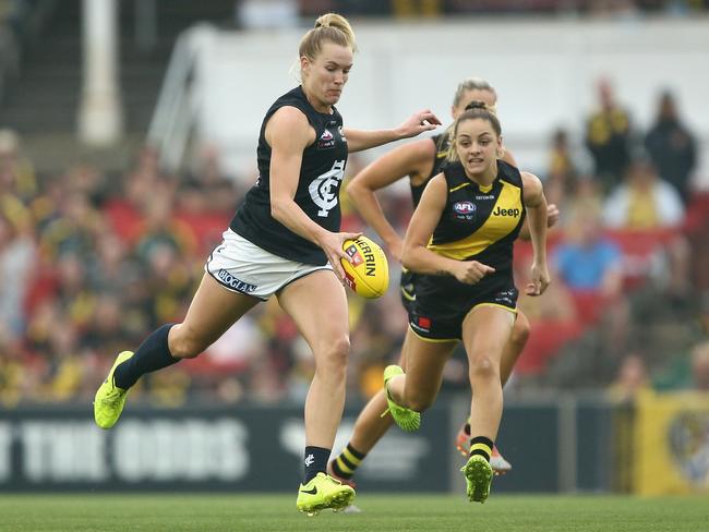 Breann Moody is the AFLW’s most-dominant ruck. Picture: AAP