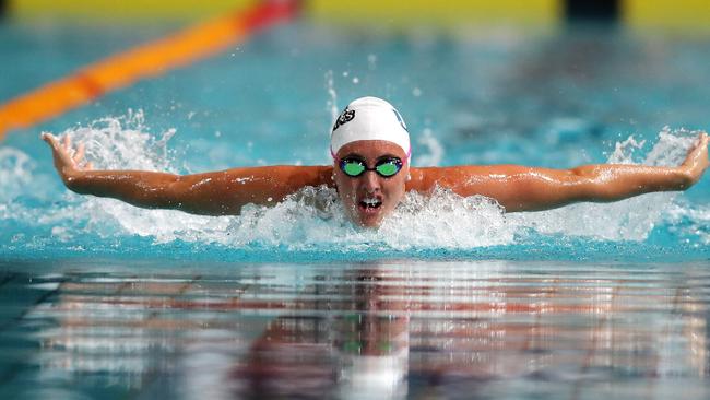 Winner Taylor McKeown pictured during the Women’s Open 200m Individual Medley at the Swimming Queensland 2017 McDonalds Queensland Championships at the Sleeman Swimming Centre, Brisbane 12th of December 2017. Photo:AAP/Josh Woning