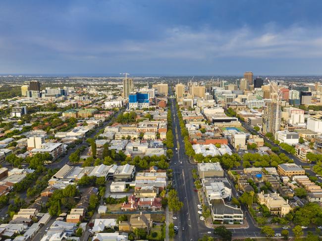 Aerial view of Adelaide in South Australia  suburbs, streets and housing generic images