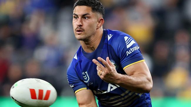 SYDNEY, AUSTRALIA - JULY 26: Dylan Brown of the Eels pbduring the round 21 NRL match between Parramatta Eels and Melbourne Storm at CommBank Stadium, on July 26, 2024, in Sydney, Australia. (Photo by Brendon Thorne/Getty Images)