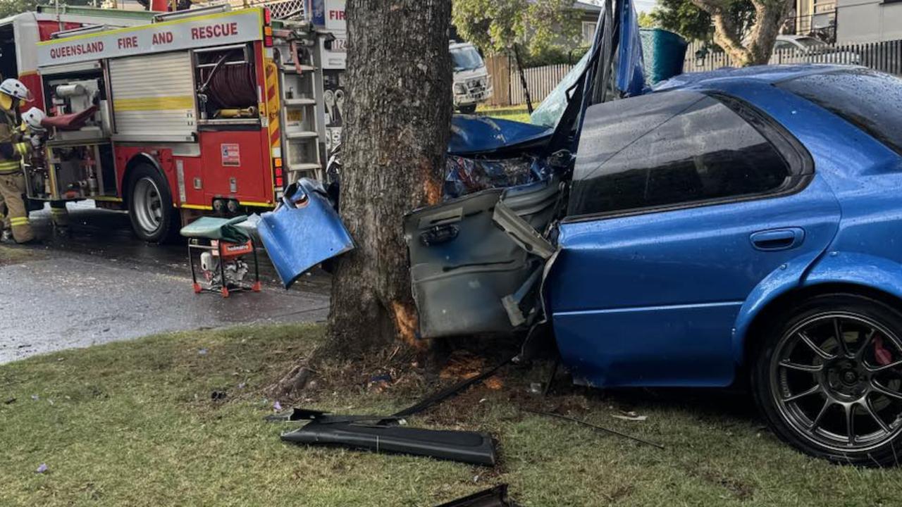 Emergency services respond to vehicle fire, car crash into tree