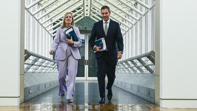 Australian Treasurer Jim Chalmers and Finance Minister Katy Gallagher. Picture: Martin Ollman/Getty Images