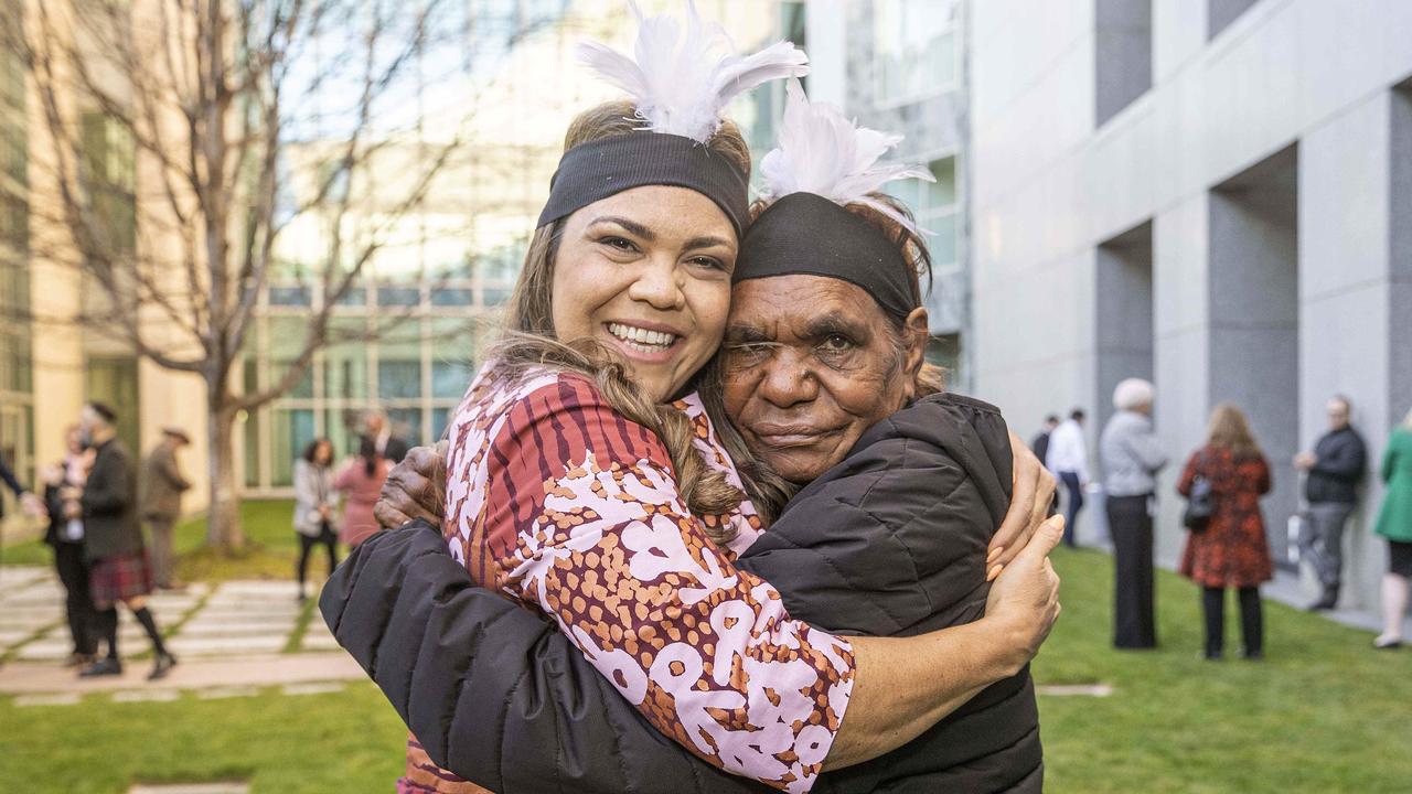 Senator Jacinta Nampijinpa Price with her grandmother Tess Napaljarri Ross at Parliament House in Canberra this week. Picture: NCA NewsWire / Gary Ramage