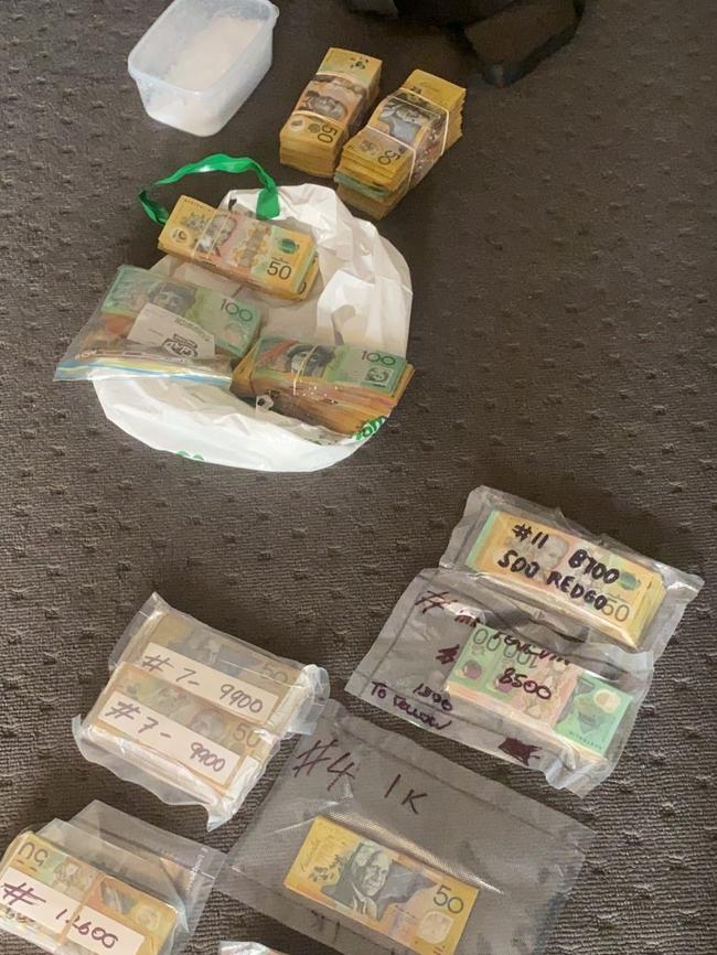 Cash seized by police after the raid in Adelaide’s south. Picture: SA Police