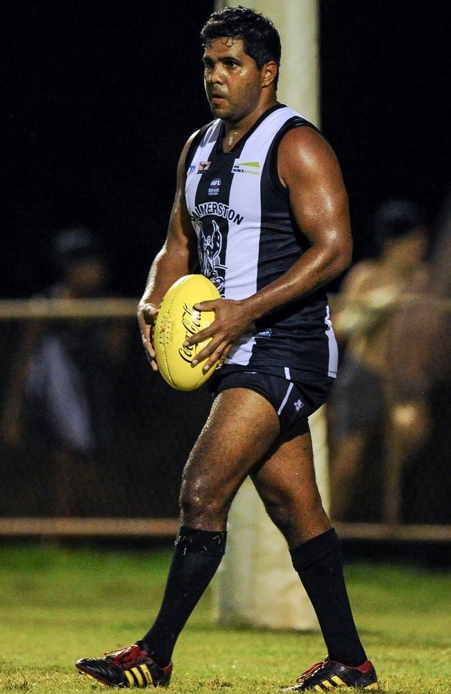 Palmerston's Alwyn Davey cut up NTFL football grounds. Picture: Felicity Elliott