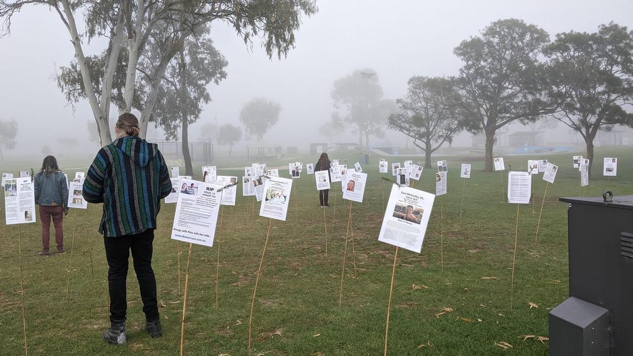 The Forest of Fallen appeared a day before Anzac Day in the South Australian regional town. Picture: Supplied.