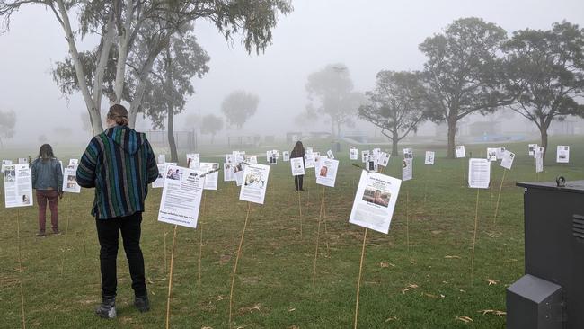 The Forest of Fallen appeared a day before Anzac Day in the South Australian regional town. Picture: Supplied.