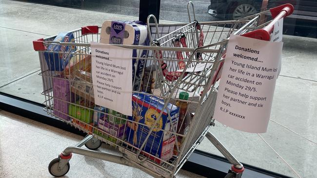 Coles Cowes donation trolley for Rhiannon Drake’s family. Picture: Supplied