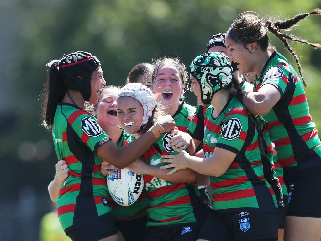 Alexus Gordon celebrates a try. Picture: Sue Graham