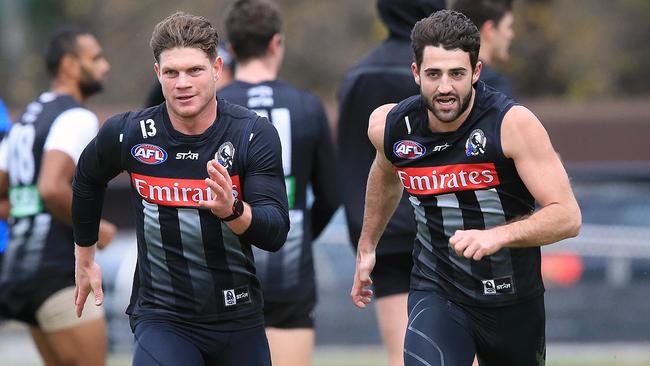 Taylor Adams and Alex Fasolo train side by side. Picture: Wayne Ludbey