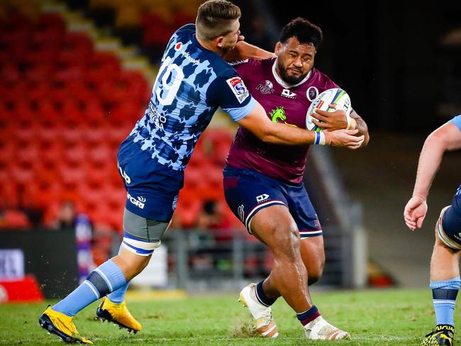 Taniela Tupou (right) is certain to give Tom Robertston plenty to think about.