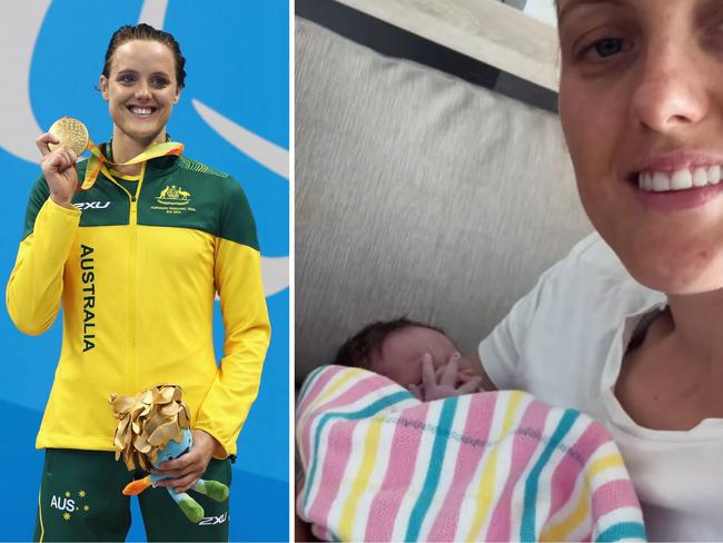 Ellie Cole is celebrating her first child. Photo: Getty Images and Instagram