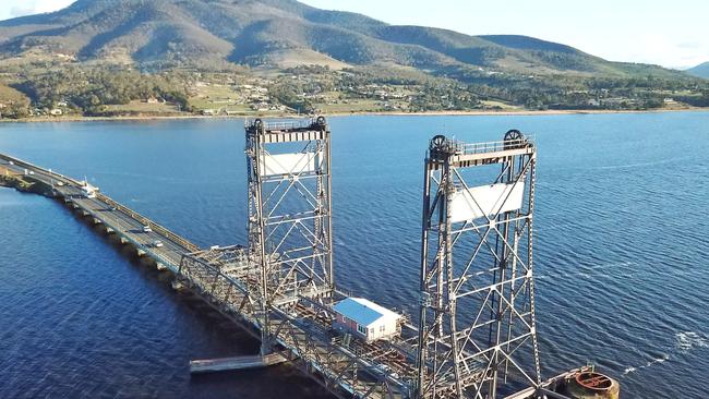 Aerial images of The Bridgewater Bridge in 2020. Picture: KELKIN BALL.