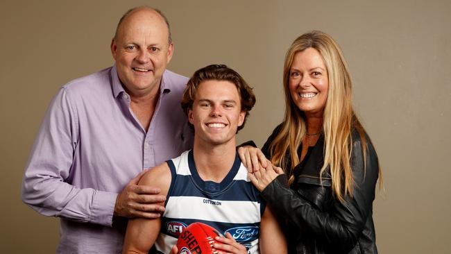 Brownless with his son Oscar and former wife Nicky in 2018. Picture: Getty